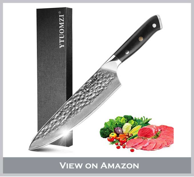 Damascus Kitchen Knife, 8 Inch Japanese Chefs Knife VG 10 Damascus Steel Knife High Carbon 67-Layer Chopping Knife