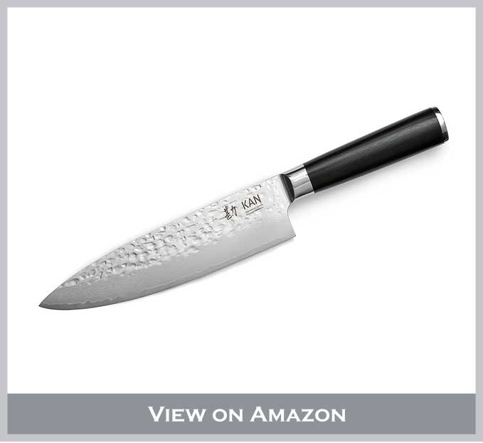 KAN Core Chef Knife 8-inch VG-10 67 layers Damascus Ambidextrous (Hammered VG-10 Blade, G10 handle)