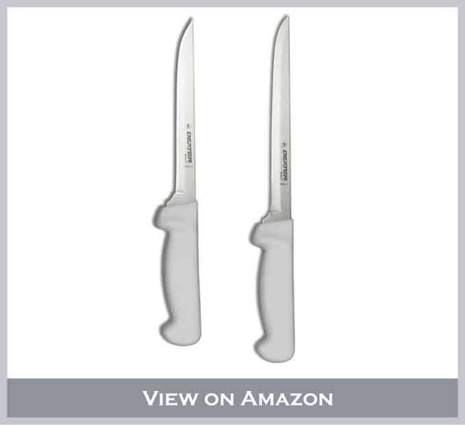 Dexter-Russell 7" and 8" Fillet Knife w/Polypropylene White Handle,Boning Knife, Flexible Fillet Knives for Meat Fish Poultry Chicken,bundle