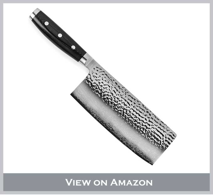 Enso HD 7" Vegetable Cleaver - Made in Japan - VG10 Hammered Damascus Stainless Steel Chinese Chef's Knife